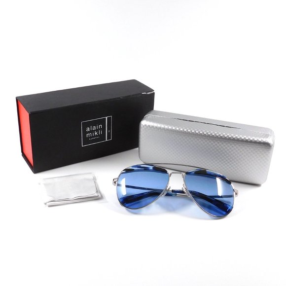 Men Alain Mikli Sunglasses ALAIN MIKLI Men's “Paon” Blue Silver